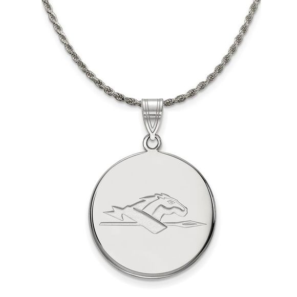 Sterling Silver Longwood U Large Disc Pendant Necklace - 26 Inch